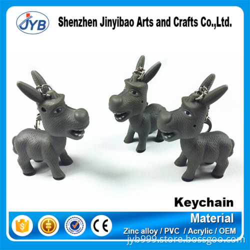 latest design promotional innovative gift plastic 3D donkey shape LED keychain
